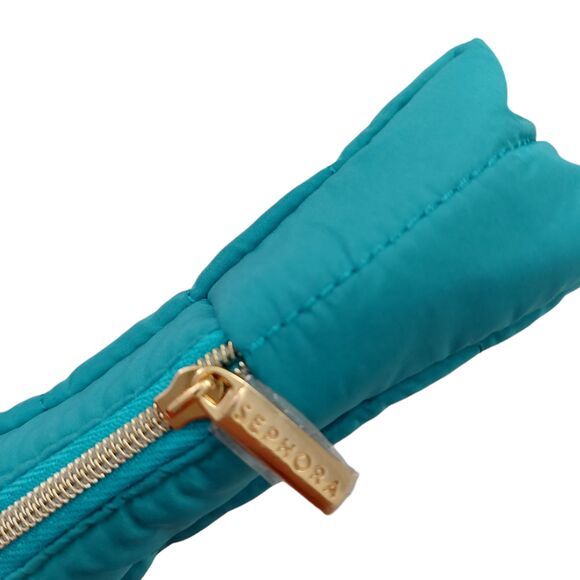 Sephora Quilted Fabric Makeup Bag Lined Zipper Green Hot Pink Burgundy Set of 3 - Picture 9 of 12